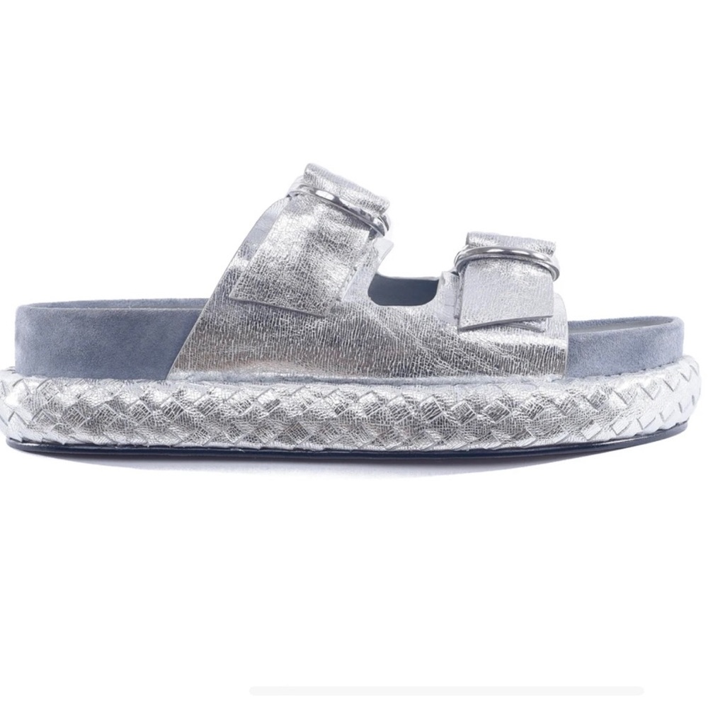 Free People PANAMA FOOTBED SANDALS, SILVER